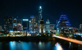 Downtown Austin, TX at night.